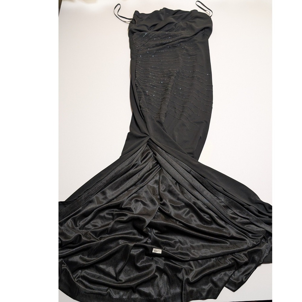 Express Black Beaded Strapless Formal Gown Maxi Dress Side Slit Womens Size 2